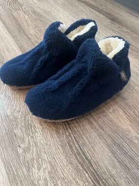 L.L.Bean Navy Pile Fleece Sherpa Mule Slippers